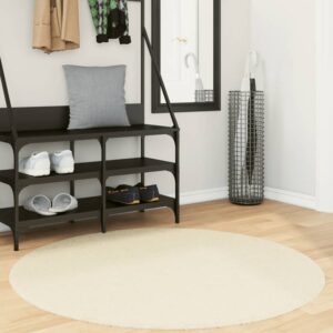 Hopkins 120cm Polyester Round Non-Slip Washable Rug - Cream