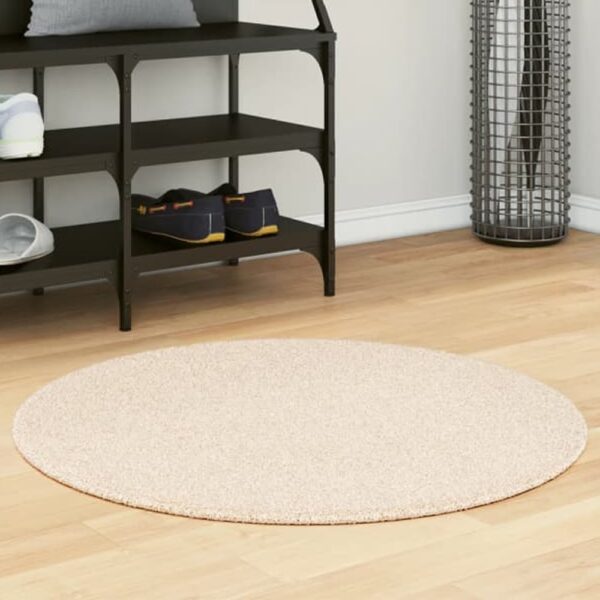 Hopkins 80cm Polyester Round Non-Slip Washable Rug - Beige