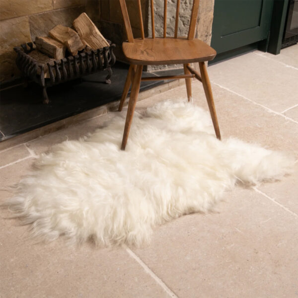 Ivins Fabric Sheepskin Rug In Ivory White
