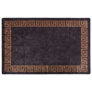 Corwin 150cm Polyester Washable Anti-Slip Rug In Black And Brown