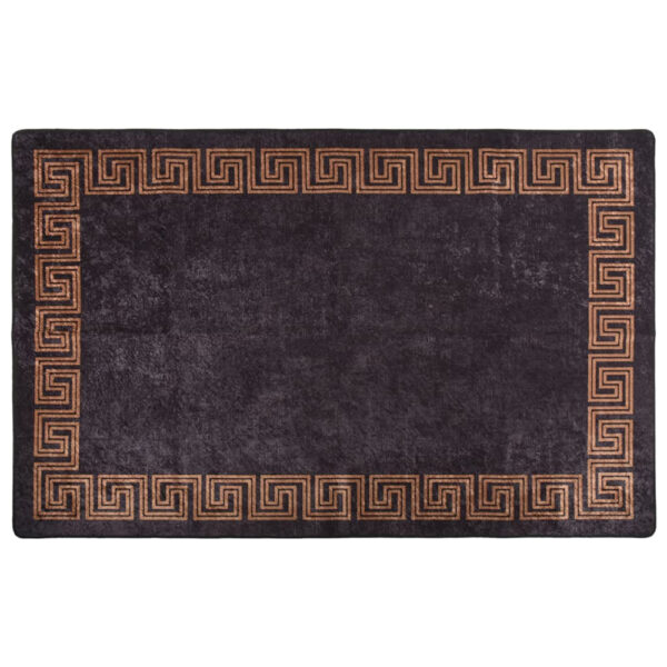 Corwin 150cm Polyester Washable Anti-Slip Rug In Black And Brown