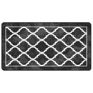 Corwin 150cm Polyester Washable Anti-Slip Rug In Black And White