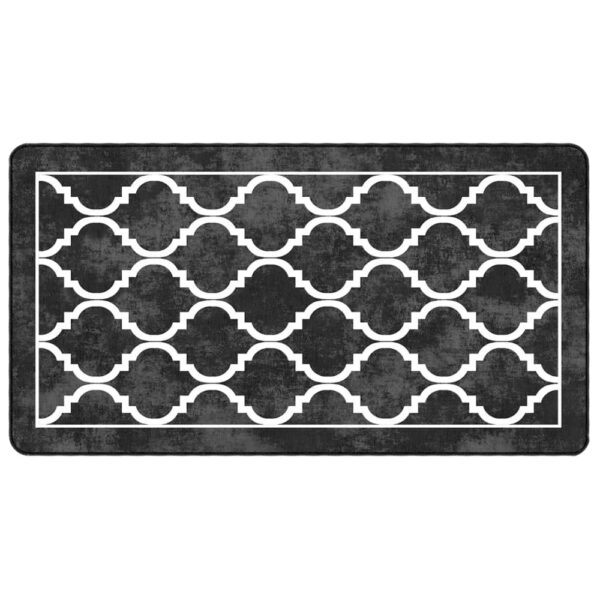 Corwin 150cm Polyester Washable Anti-Slip Rug In Black And White