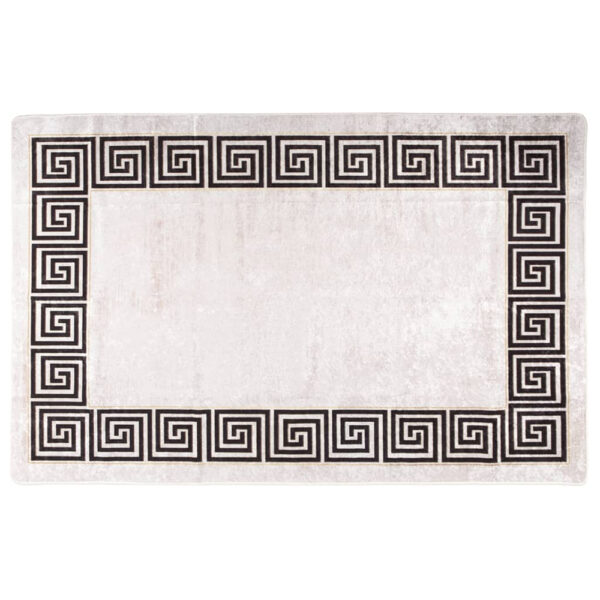 Corwin 150cm Polyester Washable Anti-Slip Rug In Light Beige And Black