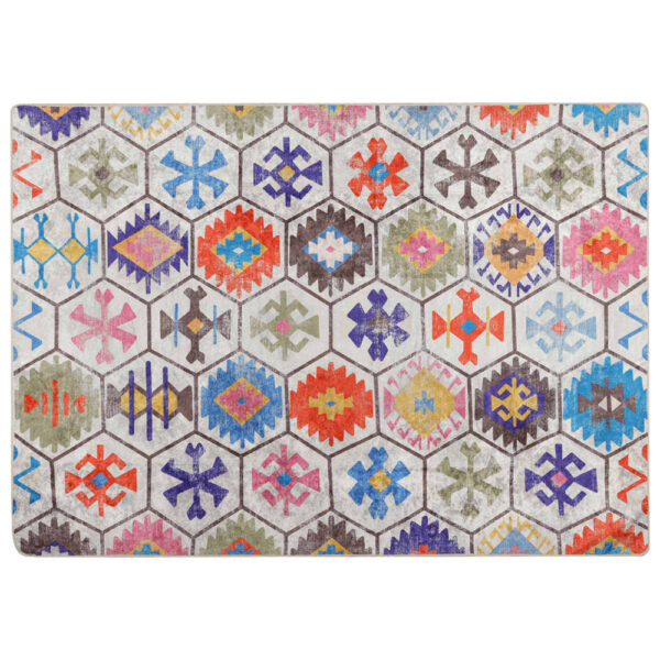 Corwin 150cm Polyester Washable Anti-Slip Rug In Multicolour