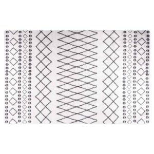 Corwin 150cm Polyester Washable Anti-Slip Rug In White And Black