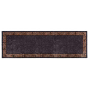 Corwin 300cm Polyester Washable Anti-Slip Rug In Black And Brown