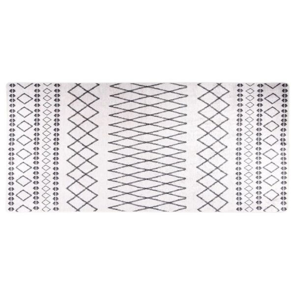 Corwin 300cm Polyester Washable Anti-Slip Rug In White And Black